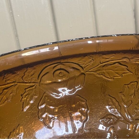 Amber Indiana Glass Vintage 70’s Lamp Shade Roses - Picture 10 of 12